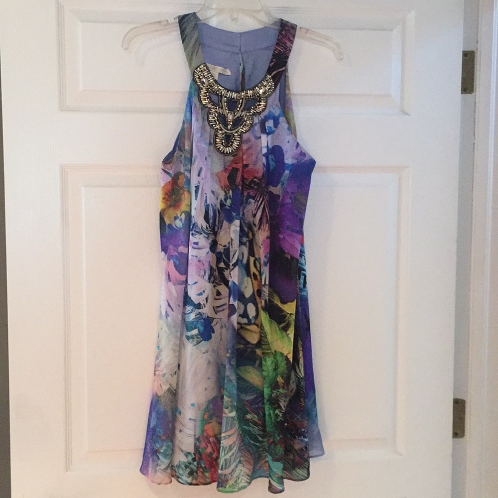 Women Boston Proper multicolor sheer halter dress